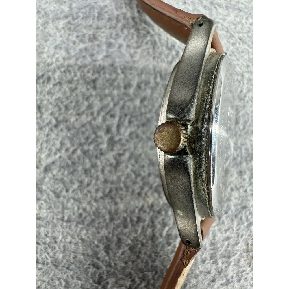 SHARP SHP5721 Silver Tone Brown Leather Band AS